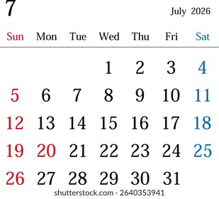 July 2026 Japan Calendar with Holidays