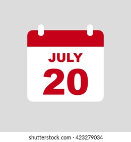 JULY 20,calendar icon.