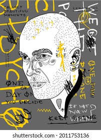 July. 21, 2021: Yellow Hand Lettering Modern Design. Zinedine Yazid Zidane.