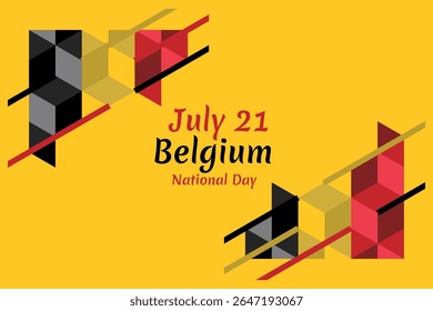 21 de julho, Dia Nacional da Bélgica. Feliz Dia Nacional da Bélgica Ilustração Vetorial. Adequado para cartão, cartaz e banner.