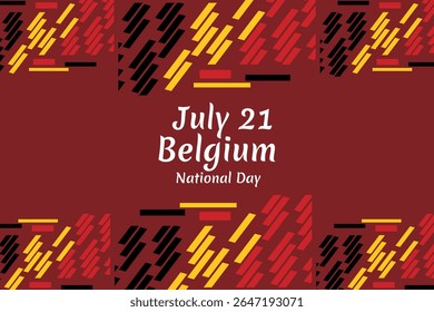 21 de julho, Dia Nacional da Bélgica. Feliz Dia Nacional da Bélgica Ilustração Vetorial. Adequado para cartão, cartaz e banner.