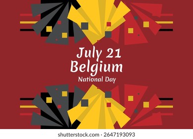 21 de julho, Dia Nacional da Bélgica. Feliz Dia Nacional da Bélgica Ilustração Vetorial. Adequado para cartão, cartaz e banner.