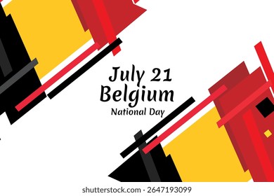 21 de julho, Dia Nacional da Bélgica. Feliz Dia Nacional da Bélgica Ilustração Vetorial. Adequado para cartão, cartaz e banner.