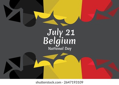 21 de julho, Dia Nacional da Bélgica. Feliz Dia Nacional da Bélgica Ilustração Vetorial. Adequado para cartão, cartaz e banner.