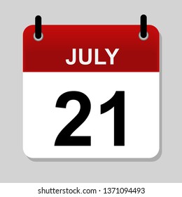 July 21 , calendar icon vector illustration