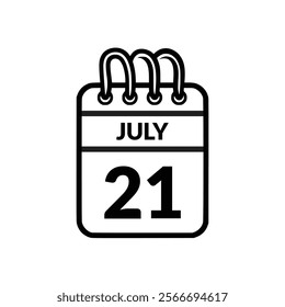 July 21 Calendar icon vector illustration.