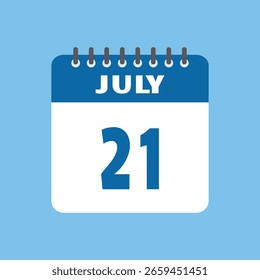 july 21 calendar icon Vector page month design