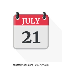 July 21. Calendar on white background.