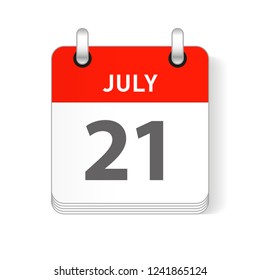 July 21 date visible on a page a day organizer calendar