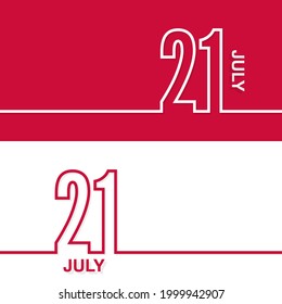 21. Juli. Set von Vektorvorlagenbannern für Kalender, Ereignisdatum.