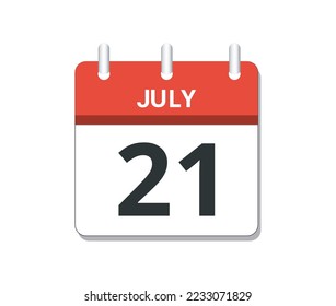 July 21st calendar icon vector. Concept of schedule, business and tasks