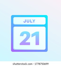 July 21st date on a single day calendar page.