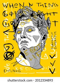 July. 22, 2021: Galius Cesar. Yellow hand lettering modern design. 