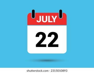 July 22 Calendar Date Flat Icon Day 22 Vector Illustration