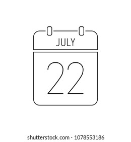 July 22 calendar icon thin line. Day of National Press of Azerbaijan