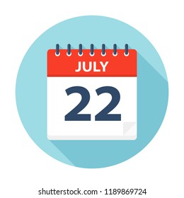 July 22 - Calendar Icon - Vector Illustration