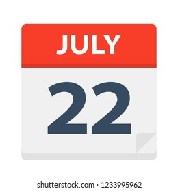 July 22 - Calendar Icon - Vector Illustration
