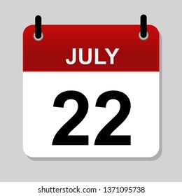 July 22 , calendar icon vector illustration
