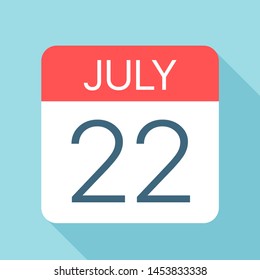 July 22 - Calendar Icon - Vector Illustration