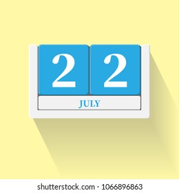 July 22. Vector flat daily calendar icon. Date and time, day, month. Holiday. Season.