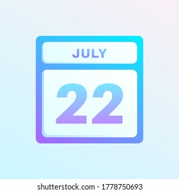 22 de julio en una página de calendario de un solo día.