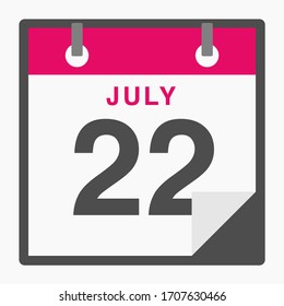 22 de julio Icono plano aislado en fondo blanco. Ilustración del vector