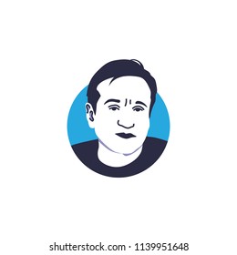 July 23, 2018. Robin WIlliams Face Vector Illustration Isolated