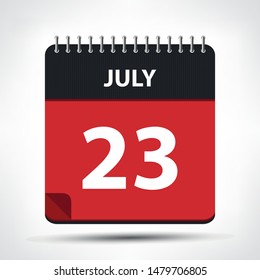 July 23 - Calendar Icon - Calendar design template - Business vector illustration.