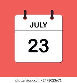 July 23. Daily Calendar icon for design. Simple design for business brochure, flyer, print media, advertisement. Easily editable.
