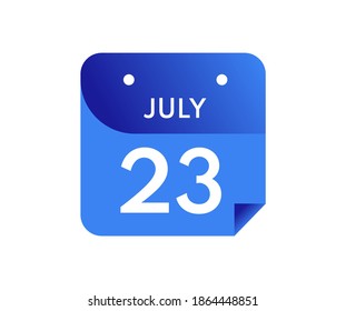 23 de julio Fecha en un calendario de un solo día en estilo plano, 23 de julio icono del calendario