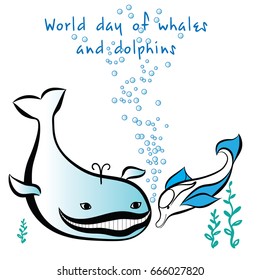 July 23 - the world day of whales and dolphins. Whale and Dolphin together.