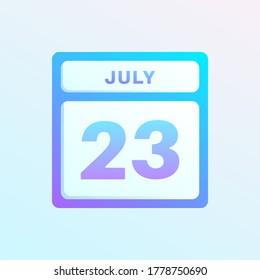 July 23rd date on a single day calendar page.