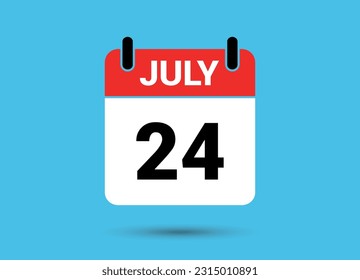 July 24 Calendar Date Flat Icon Day 24 Vector Illustration