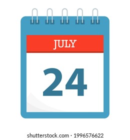 July 24 - Calendar Icon - Calendar template - Business vector illustration. 