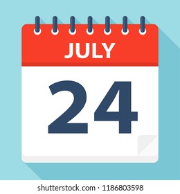 July 24 - Calendar Icon - Vector Illustration