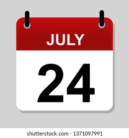 July  24 , calendar icon vector illustration