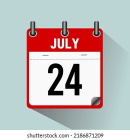July 24, calendar icon vector illustration, isoleted on light blue background.