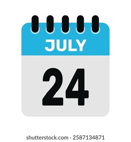 july 24 calendar icon Vector page month design illustration