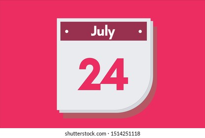 July 24th calendar icon. Day 24 of month. Vector illustration.