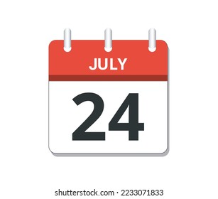 July 24th calendar icon vector. Concept of schedule, business and tasks
