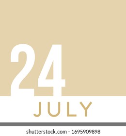 July 24th Minimal Calendar Neutral Color. Vector illustration
