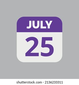 Icono de fecha calendario 25 de julio