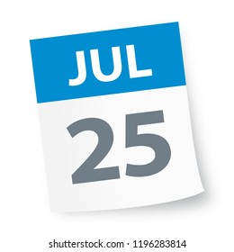 July 25 - Calendar Icon - Vector Illustration