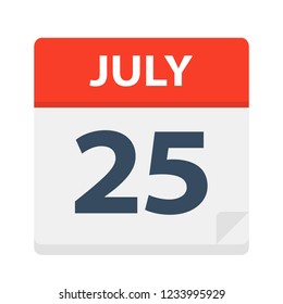 July 25 - Calendar Icon - Vector Illustration