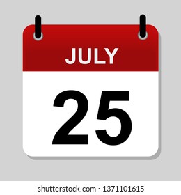 July 25 , calendar icon vector illustration