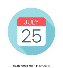 July 25 - Calendar Icon - Vector Illustration