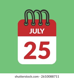 July 25 Calendar icon vector illustration.