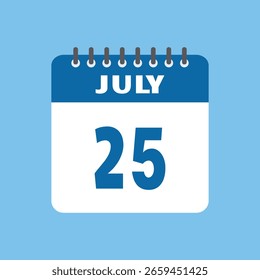 july 25 calendar icon Vector page month design