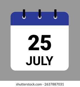 JULY 25 - Daily Calendar Icon - White Background