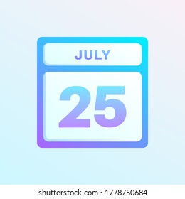 July 25th date on a single day calendar page.